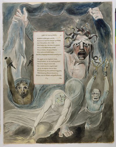 Odes to Adversity、from the The Poems of Thomas Gray &39;、1797-98（wc and black ink on paper） 作： William Blake